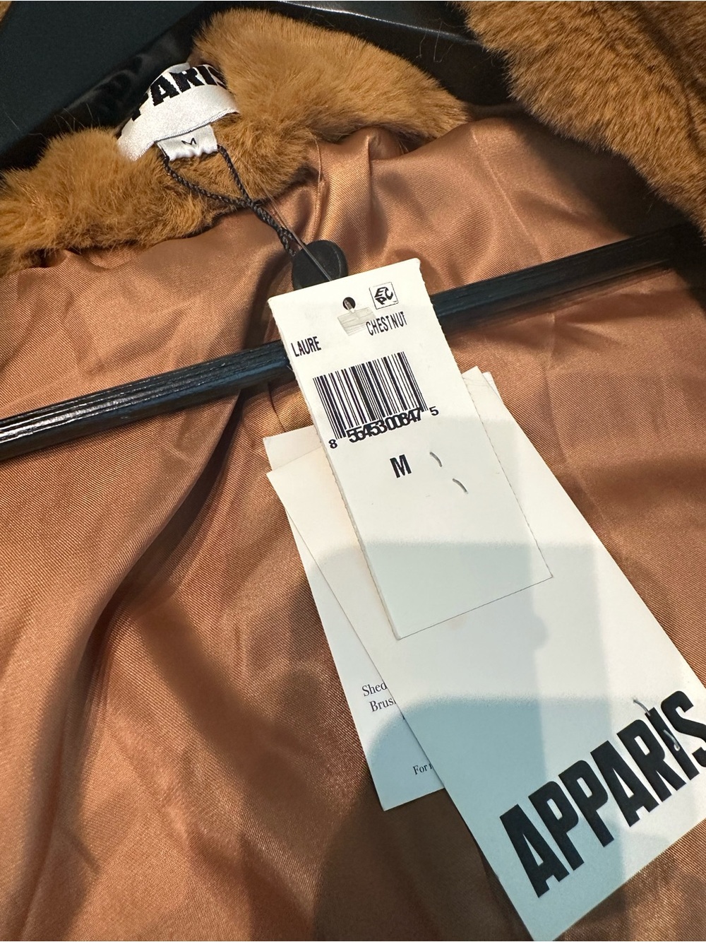 NWT- Apparis Chestnut Faux-Fur Coat - Chestnut